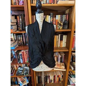 L' agence black silk sleeveless knotted front blouse nwot sz small